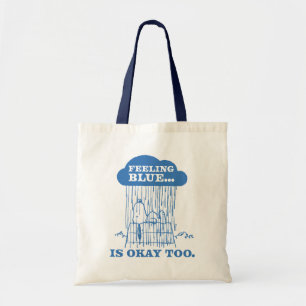 Tote Bag cacahuètes   Snoopy Sentiment Bleu Est OK Aussi