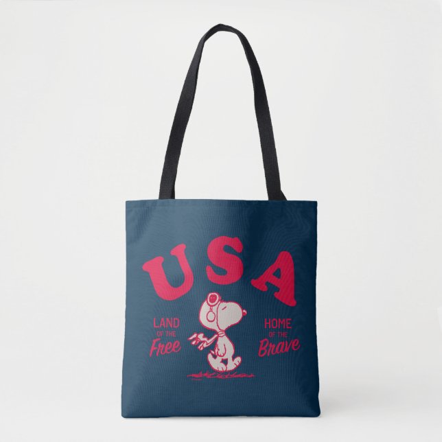 Tote Bag cacahuètes | Snoopy USA Land of the Free (Devant)
