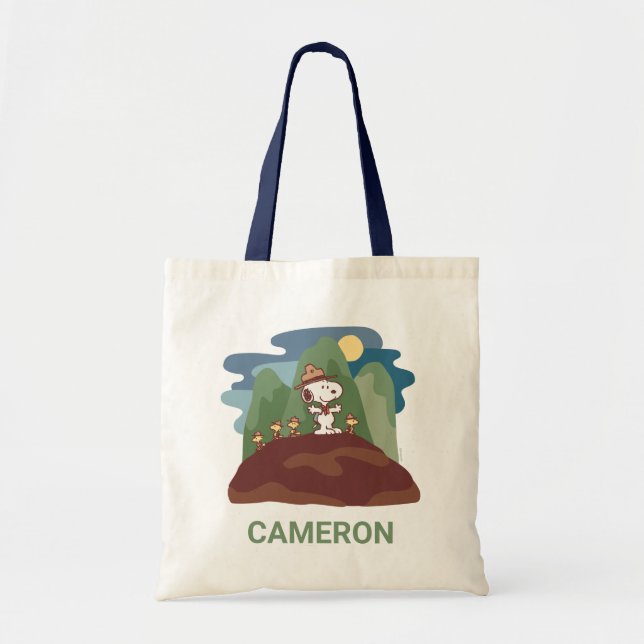 Tote Bag cacahuètes | Snoopy & Woodstock | Ajouter Votre No (Devant)