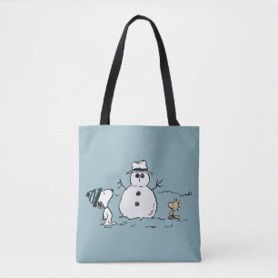 Tote Bag cacahuètes   Snoopy & Woodstock Build A Snowman