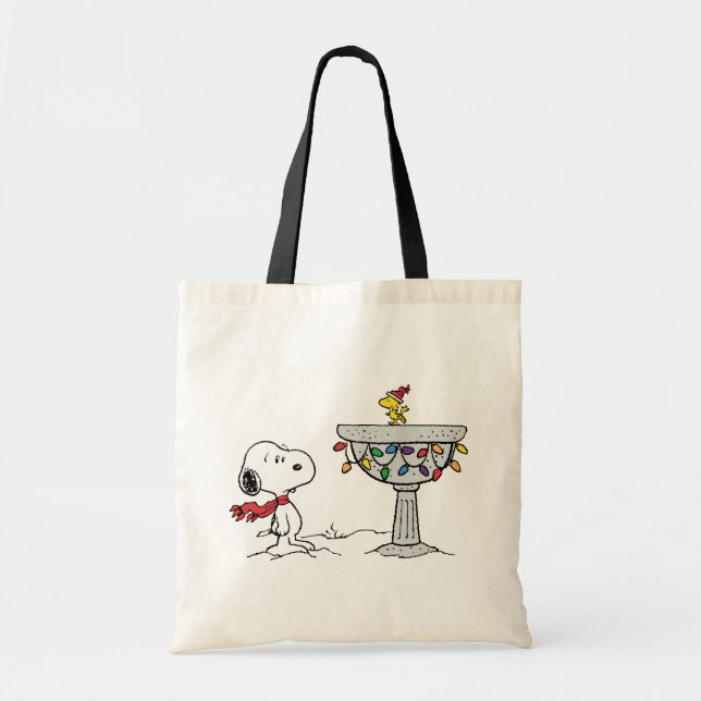 Tote Bag cacahuètes | Snoopy & Woodstock Froid Birdbath (Devant)