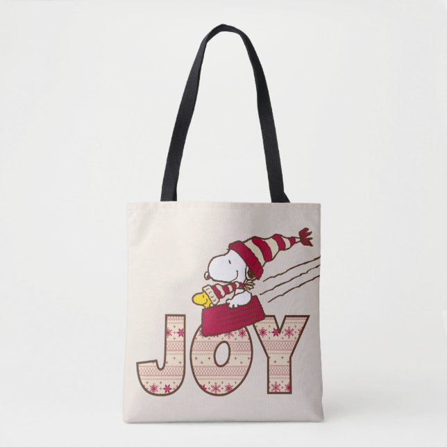 Tote Bag cacahuètes | Snoopy & Woodstock Joy Sled Ride (Devant)