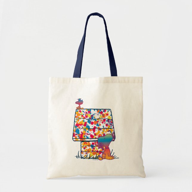 Tote Bag cacahuètes | Snoopy & Woodstock Rainbow Paint (Devant)