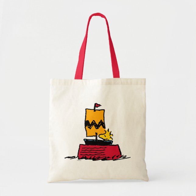 Tote Bag cacahuètes | Woodstock Snoopy Plat Bateau à voile (Devant)