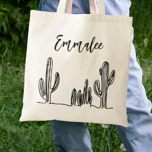 Tote Bag Cactus Boho Noir et Blanc