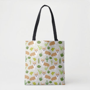 Tote Bag Cactus de corgi - cactus, corgi, désert, chien,