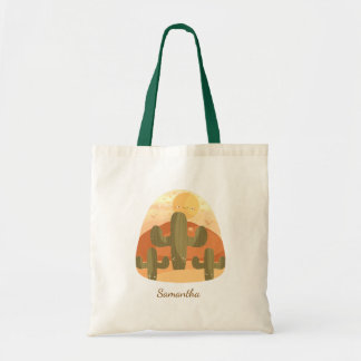 Tote Bag Cactus Desert With Sun
