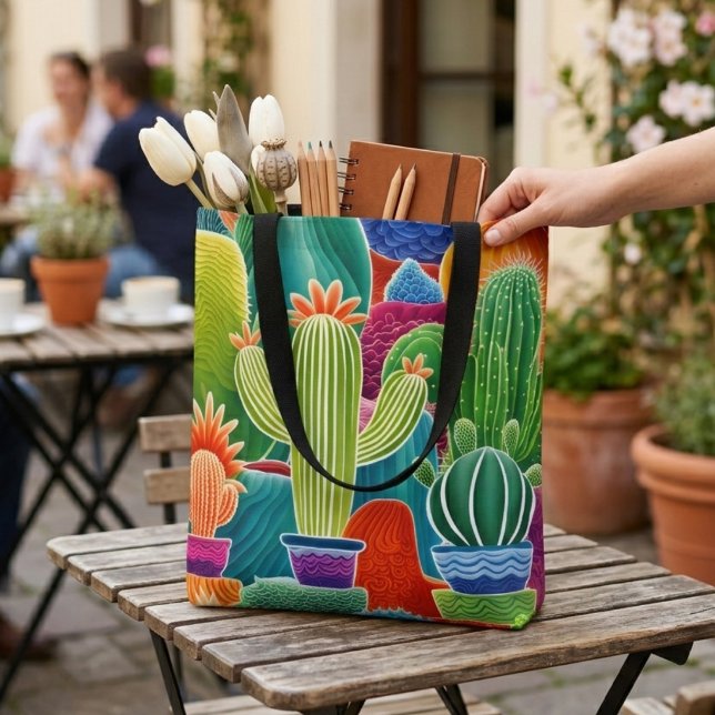 Tote Bag Cactus en pot abstrait (Créateur téléchargé)