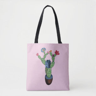 Tote Bag Cactus épineux avec des fleurs