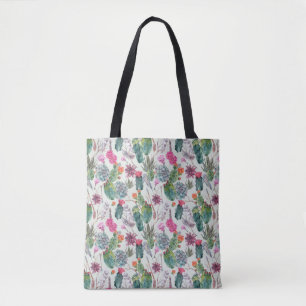 Tote Bag Cactus exotique d'aquarelle de Boho et motif
