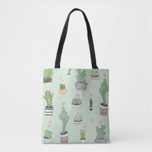 Tote Bag Cactus Love : Joli Motif de dessin animé.