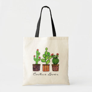Tote Bag Cactus mignon d'aquarelle dans des pots