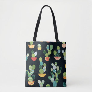 Tote Bag Cactus motif sans soudure en style patchwork avec
