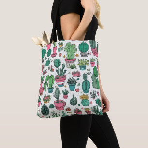 Tote Bag Cactus Motif Succulent