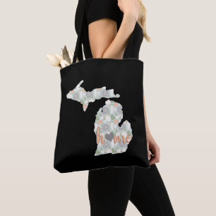 Tote Bag Cactus Rempli Michigan Silhouette Avec Maison