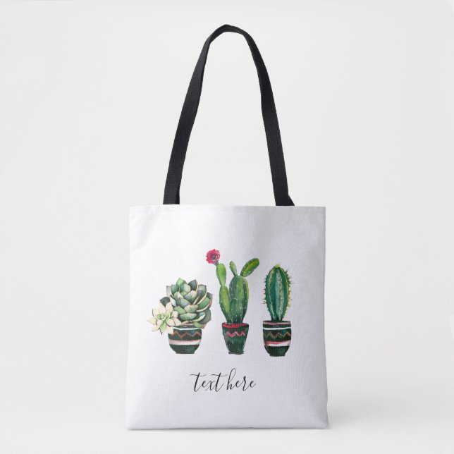 Tote Bag cactus, succulent, aquarelle, fiesta, mexicaine, (Devant)