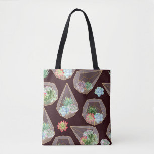 Tote Bag Cactus Succulent détaillé Motif sans couture