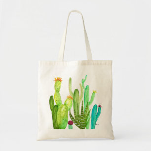 Tote Bag Cactus vert cactus succulent plante aquarelle