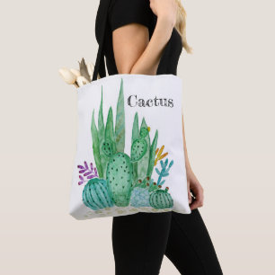 Tote Bag Cactus watercolor cacti flowers floral desert illu