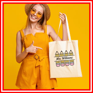 Tote Bag Cadeau Crayon Enseignant Remerciement Rentrée Scol