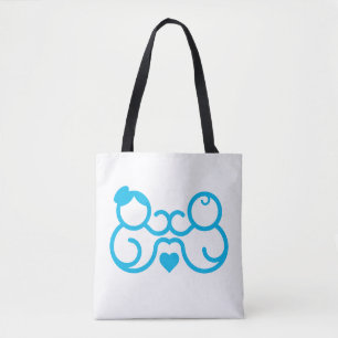 Tote Bag Cadeau d'art en ligne minimaliste pour mère et béb