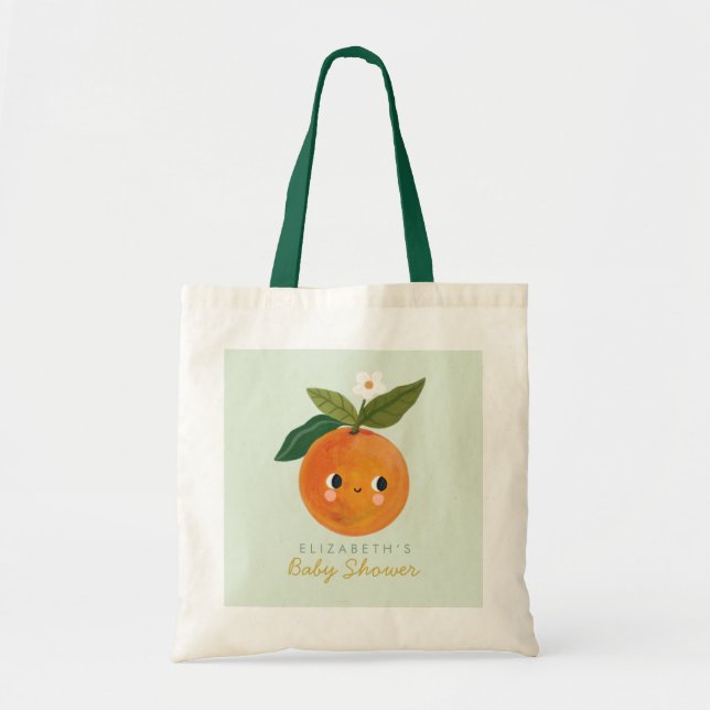 Tote Bag Cadeau de Baby shower orange Little Cutie (Devant)
