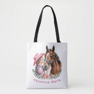 Tote Bag Cadeau de fête d'anniversaire Cowgirl Rose embrass