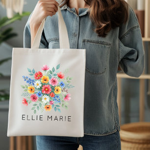 Tote Bag Cadeau de Fête de Mariage Floral de Fleur Sauvage 