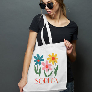 Tote Bag Cadeau de fleur funky rétro personnalisé