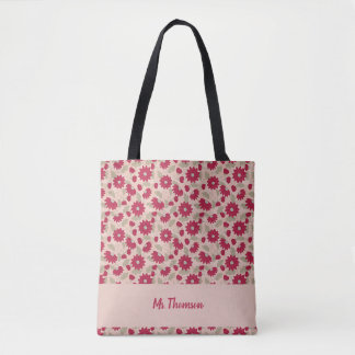 Tote Bag Cadeau de l’enseignant personnalisé, marguerites r