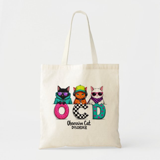 Tote Bag Cadeau de la dame de chat - Trouble de chat obsess (Devant)