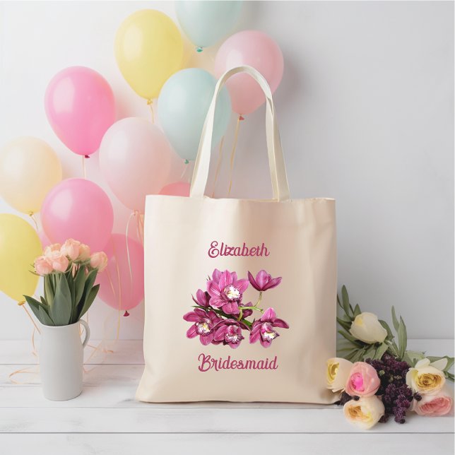 Tote Bag Cadeau de la fête de mariée des orchidées roses (Créateur téléchargé)