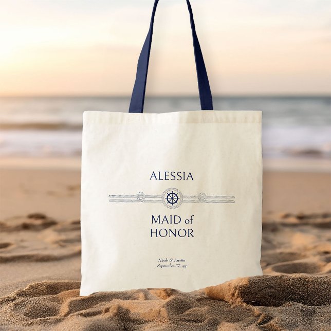 Tote Bag Cadeau de la fête nuptiale du Mariage nautique (Nautical wedding tote bag to personalize for anyone in your bridal party)