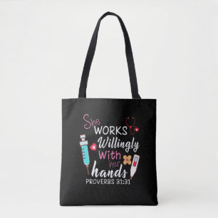Tote Bag Cadeau de l'infirmière Elle Travaille Volontaire