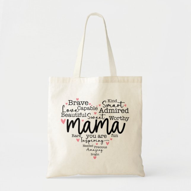 Tote Bag Cadeau de Maman Texte Inspirant pour les Cœurs (Devant)