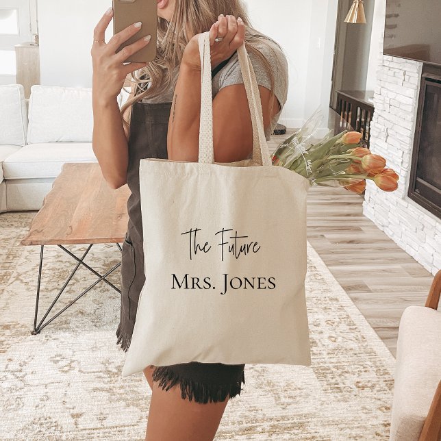 Tote Bag Cadeau de mariée personnalisé Future Mrs Nom perso (Créateur téléchargé)