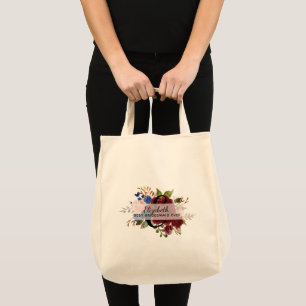 Tote Bag Cadeau de mariées de fête de mariée Burgundy Bleu