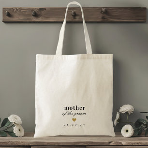 Tote Bag Cadeau de mère de marié à coeur doré moderne