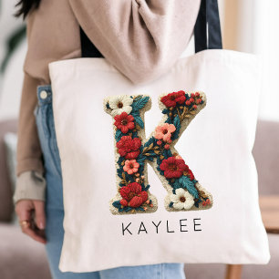 Tote Bag Cadeau de monogramme botanique vintage personnalis