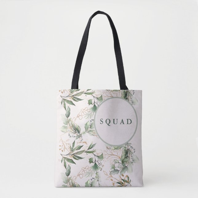 Tote Bag Cadeau d'eucalyptus doré Boho Shower de mariage (Devant)