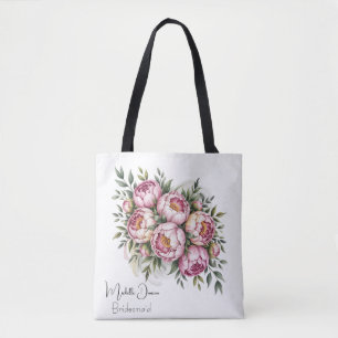 Tote Bag Cadeau Élégant de Pivoine Florale pour Demoiselles