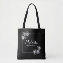 Cadeau Élégant Noir & Blanc Rose Bridesmaid