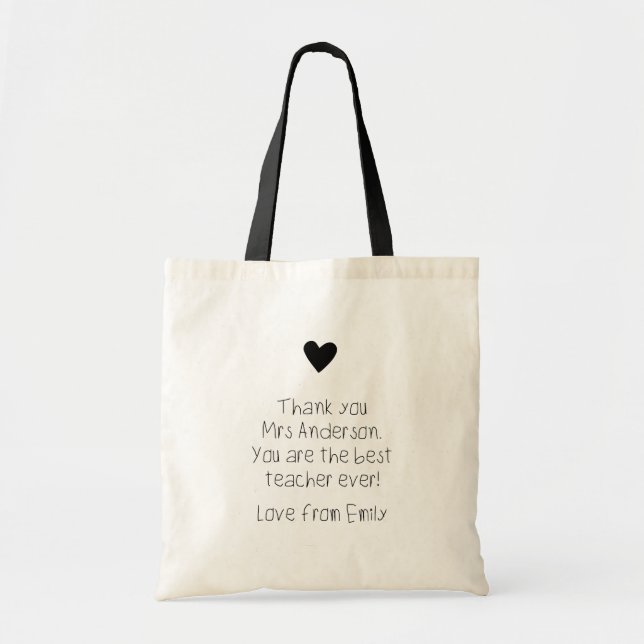 Tote Bag Cadeau enseignant personnalisé Télécharger l'écrit (Devant)