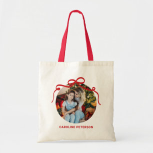 Tote Bag Cadeau photo personnalisé Ruban à nœud coquet roug