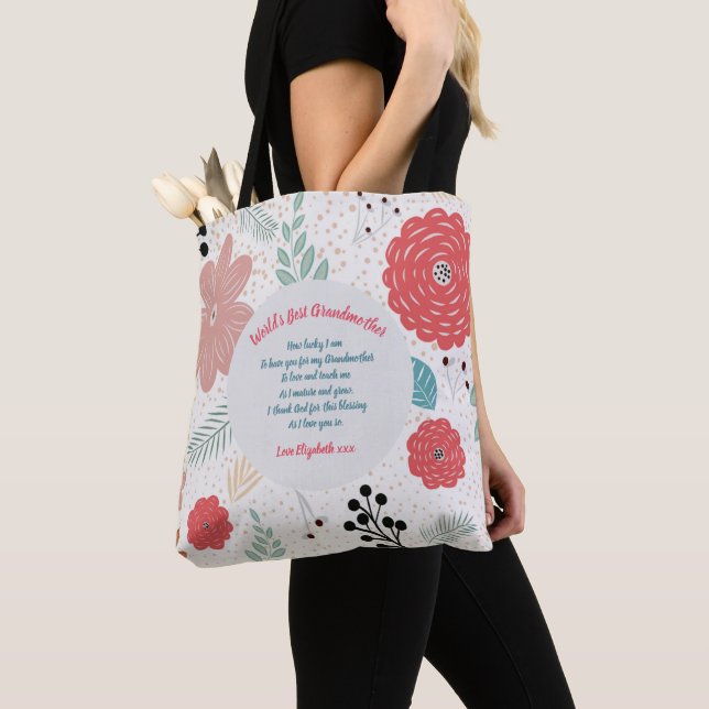 Tote Bag CADEAU - Poèmes grand-mère de petits-enfants - PER (De près)