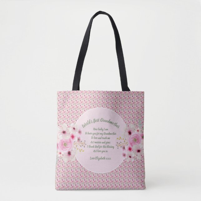 Tote Bag CADEAU - Poèmes grand-mère de petits-enfants - PER (Devant)