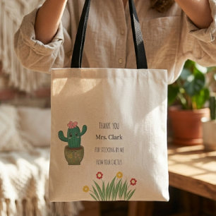 Tote Bag Cadeau pour enseignant esthétique moderne cactus m