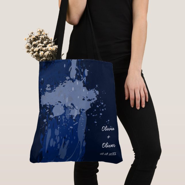 Tote Bag Cadeau Royal Blue Paint Splatter Party (De près)