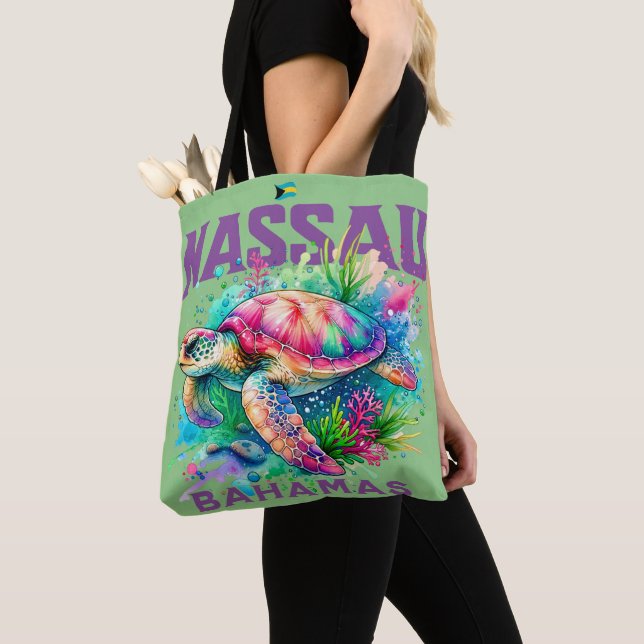 Tote Bag Cadeau souvenir Bahamas : Nassau Bahamas Sea Turtl (De près)