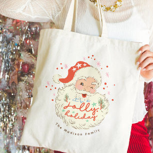 Tote Bag Cadeau vintage de vacances Père Noël Jolly